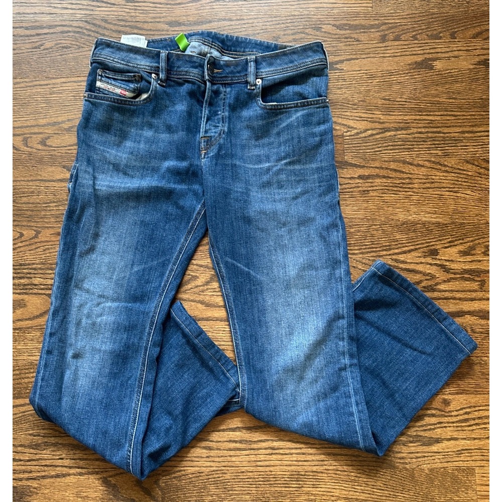 Diesel Zatiny Men 31x29.5 Blue Bootcut Jeans Stretch Denim Y2K Casual Designer